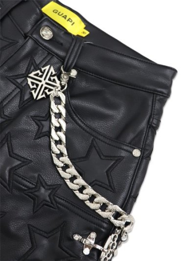 画像4: 【送料無料】GUAPI OBSIDIAN BLACK STARS LEATHER SHORTS