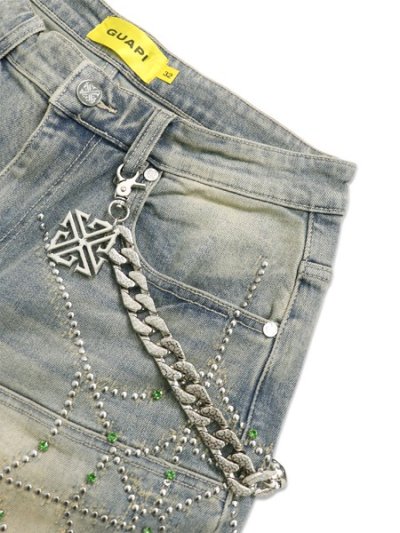 画像4: 【送料無料】GUAPI EMERALD SPIDER DENIM SHORTS