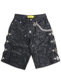 【送料無料】GUAPI OBSIDIAN BLACK STARS LEATHER SHORTS
