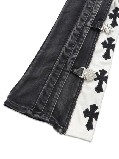 画像7: 【送料無料】GUAPI OBSIDIAN BLACK CROSS BUCKLE DENIM