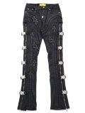 【送料無料】GUAPI ALL BLACK CROSS BUCKLE DENIM