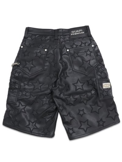 画像2: 【送料無料】GUAPI OBSIDIAN BLACK STARS LEATHER SHORTS