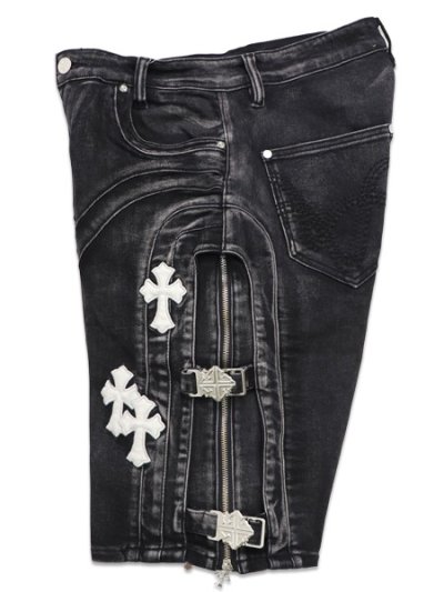 画像3: 【送料無料】GUAPI OBSIDIAN BLACK CROSS BUCKLE SHORTS