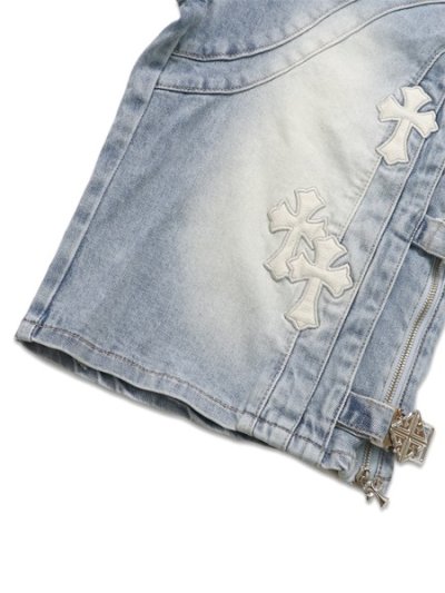 画像9: 【送料無料】GUAPI AQUA BLUE CROSS BUCKLE SHORTS