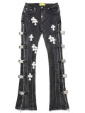【送料無料】GUAPI OBSIDIAN BLACK CROSS BUCKLE DENIM