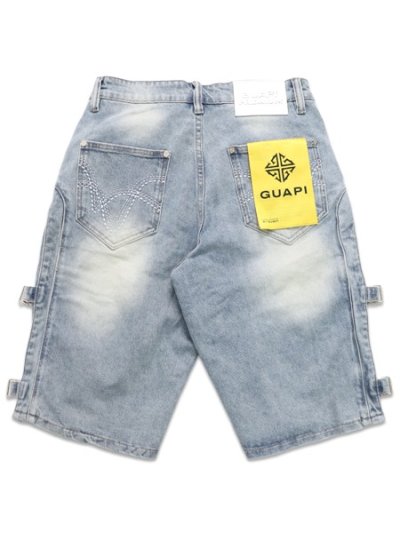 画像2: 【送料無料】GUAPI AQUA BLUE CROSS BUCKLE SHORTS