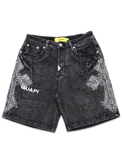 画像1: 【送料無料】GUAPI VINTAGE BLACK DISTRESSED DENIM SHORTS