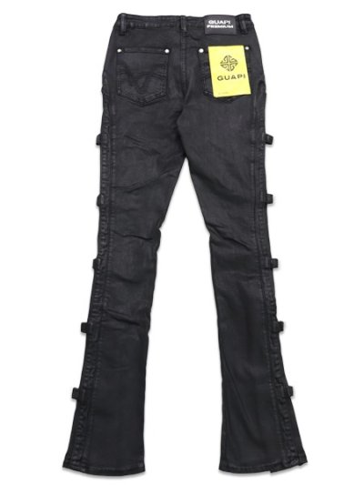 画像2: 【送料無料】GUAPI ALL BLACK CROSS BUCKLE DENIM