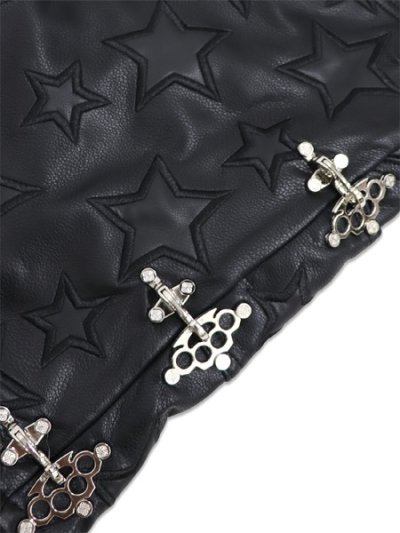 画像8: 【送料無料】GUAPI OBSIDIAN BLACK STARS LEATHER SHORTS