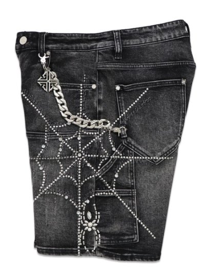 画像3: 【送料無料】GUAPI OBSIDIAN BLACK SPIDER DENIM SHORTS