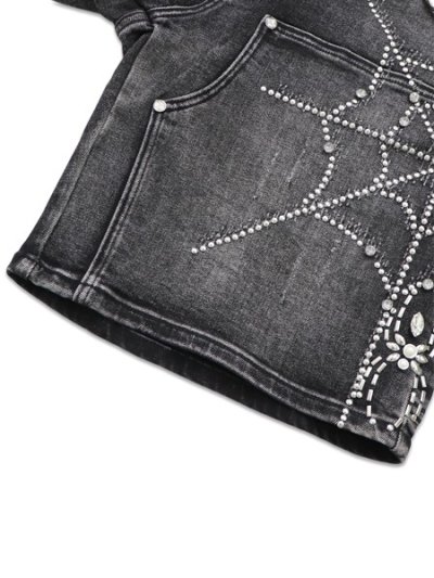 画像10: 【送料無料】GUAPI OBSIDIAN BLACK SPIDER DENIM SHORTS