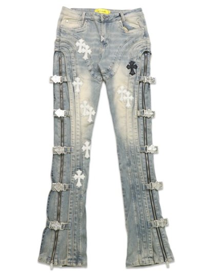 画像1: 【送料無料】GUAPI VINTAGE BLUE CROSS BUCKLE DENIM