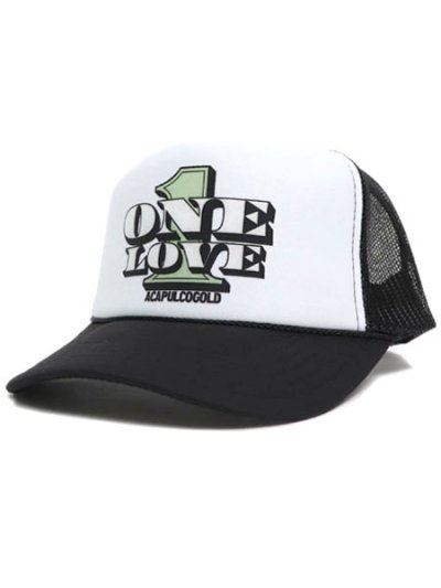 画像1: ACAPULCO GOLD ONE LOVE TRUCKER CAP BLACK/WHITE