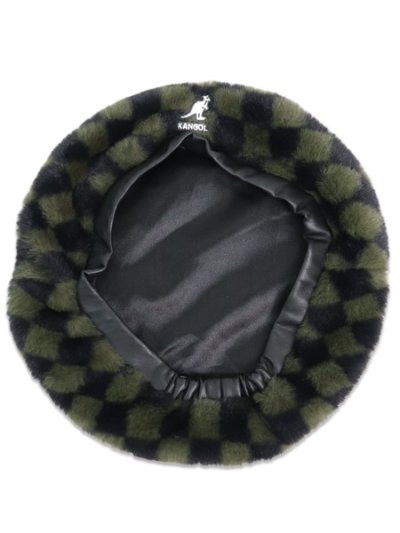 画像3: 【SALE】KANGOL FAUX FUR BERET-OLIVE CHECK