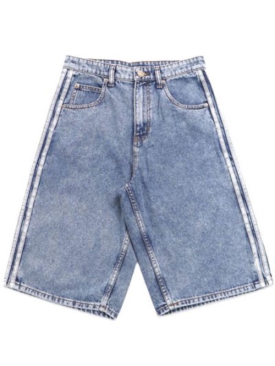 画像1: 【送料無料】ADIDAS FIREBIRD ADICOLOR LIGHT WASH DENIM SHORTS-WORN BLUE DENIM