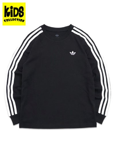 画像1: 【KIDS】ADIDAS KIDS 3-STRIPES L/S TEE-BLACK