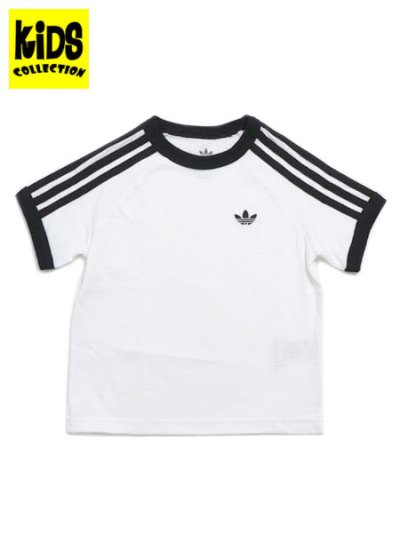 画像1: 【KIDS】ADIDAS KIDS 3-STRIPES TEE-WHITE/BLACK