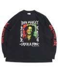 POT MEETS POP BOB MARLEY CATCH A FIRE LS TEE BLACK