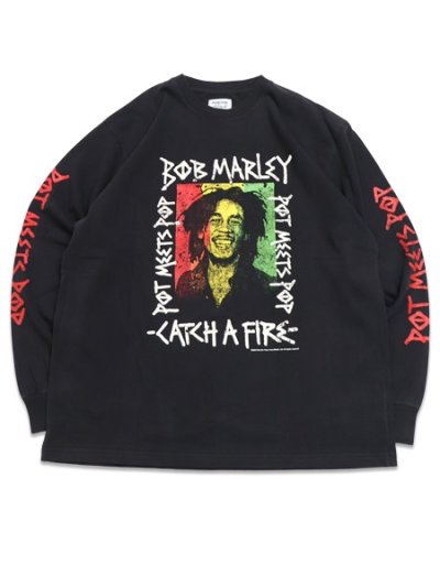 画像1: POT MEETS POP BOB MARLEY CATCH A FIRE LS TEE BLACK