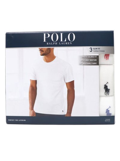 画像1: POLO RALPH LAUREN SLIM FIT 3PCS CREW S/S TEE-SPA1 COLOR LOGO  ※お一人様各サイズ5点まで【代金引換・コンビニ決済不可】