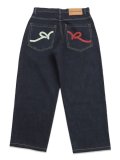 【送料無料】ROCAWEAR BACK POCKET EMBROIDERY CONTRAST STITCH JEANS INDIGO