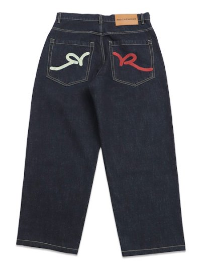 画像1: 【送料無料】ROCAWEAR BACK POCKET EMBROIDERY CONTRAST STITCH JEANS INDIGO