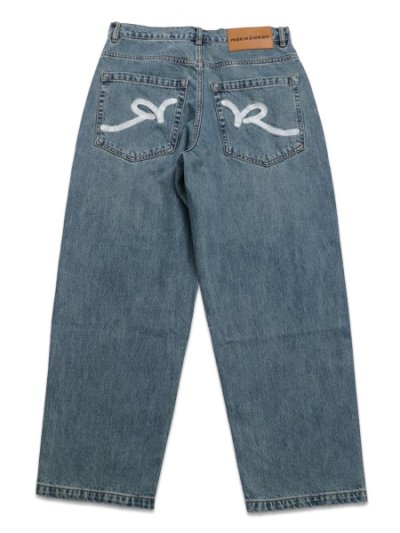 画像1: 【送料無料】ROCAWEAR BACK POKET EMBROIDERY DENIM PANTS LIGHT INDIGO