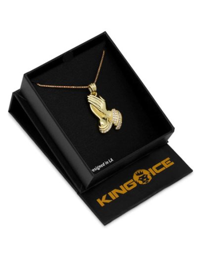 画像4: 【送料無料】KING ICE PRAYING HANDS EMOJI 1.4" 14K GOLD NECKLACE