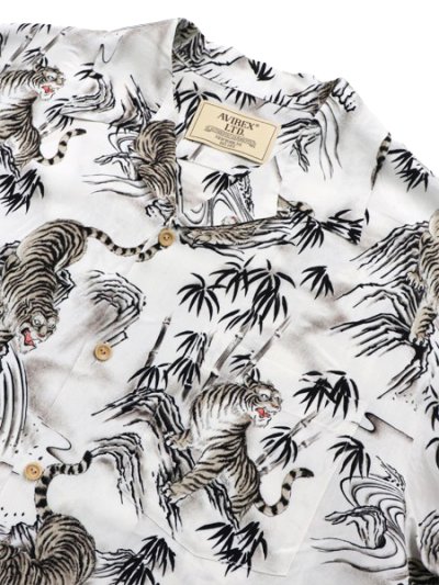 画像3: 【送料無料】AVIREX ALOHA SHIRT TIGER & BAMBOO OFF WHITE