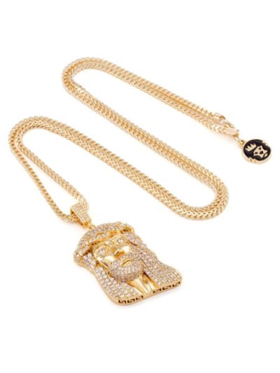 画像1: 【送料無料】KING ICE JESUS 1.8" 14K GOLD NECKLACE