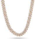 【送料無料】KING ICE 12MM ICED DIAMOND CUT MIAMI CUBAN LINK 18" 14K/WH GOLD CHAIN