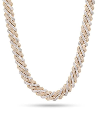 画像1: 【送料無料】KING ICE 12MM ICED DIAMOND CUT MIAMI CUBAN LINK 18" 14K/WH GOLD CHAIN