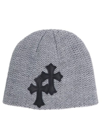 画像1: ADVANCE CROSS BEANIE LIGHT GREY/BLACK
