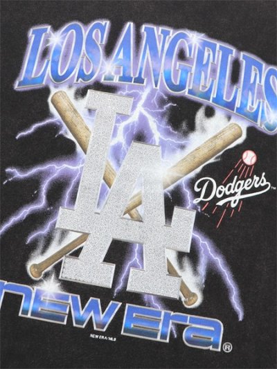 画像3: NEW ERA S/S WASHED COTTON TEE LIGHTNING DODGERS BLACK