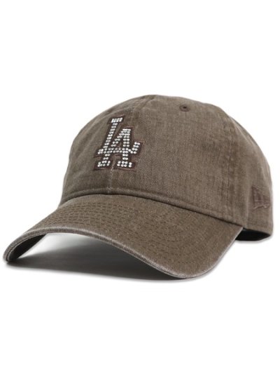 画像1: NEW ERA 9TWENTY RHINESTONE WASHED COTTON DODGERS BROWN