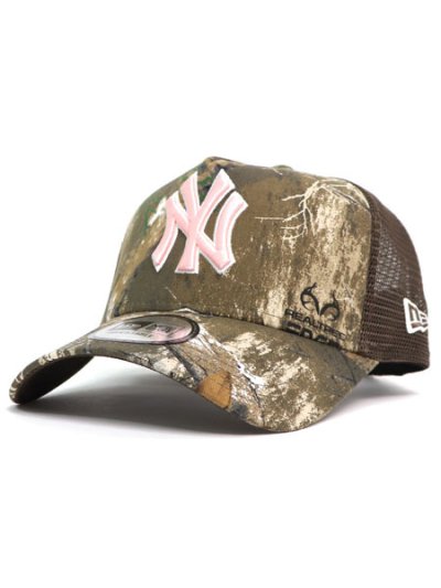 画像1: NEW ERA 9FORTY A-FRAME YANKEES REALTREE CAMO/PINK