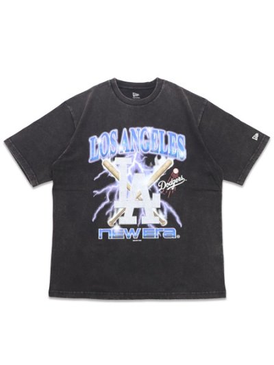 画像1: NEW ERA S/S WASHED COTTON TEE LIGHTNING DODGERS BLACK