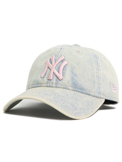 画像1: NEW ERA 9TWENTY OVER DYE DENIM YANKEES WHITE/PINK JOY