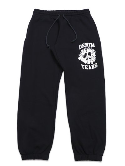 画像1: 【送料無料】DENIM TEARS COTTON DENIM UNIVERSITY SWEATPANTS BLACK/WHITE
