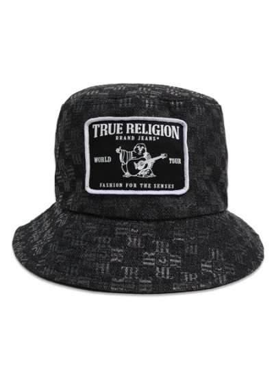 画像2: 【送料無料】TRUE RELIGION LOGO DENIM BUCKET HAT BLACK