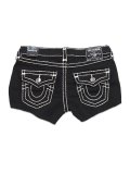 【送料無料】TRUE RELIGION WMNS JOEY LOW RISE SUPER T FLAP SHORT BODY RINSE BLACK