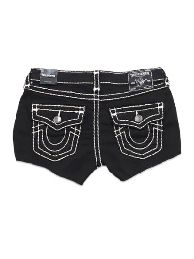 画像1: 【送料無料】TRUE RELIGION WMNS JOEY LOW RISE SUPER T FLAP SHORT BODY RINSE BLACK