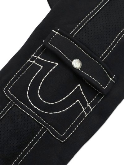 画像6: 【送料無料】TRUE RELIGION MESH PANEL BIG T CARGO HOODIE BLACK
