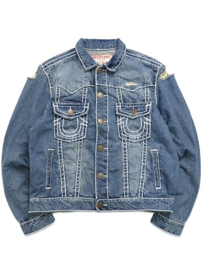 画像1: 【送料無料】TRUE RELIGION JIMMY ROPE STITCH OVERSIZED DENIM JACKET INCONE DUST MW