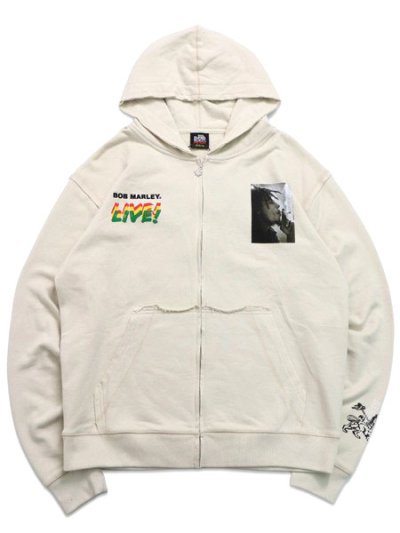 画像1: BOB MARLEY LIVE ZIP UP FLEECE BEIGE/BLACK