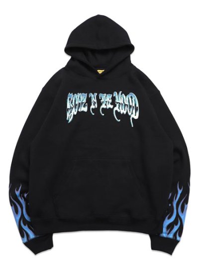 画像1: BOYZ N THE HOOD FLAMES PULLOVER BLACK/BLUE