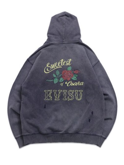 画像2: 【送料無料】EVISU OSAKA ROSE AFTERHOOD SWEATSHIRT NAVY