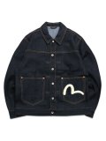 【送料無料】EVISU ECRU SEAGULL PRINTED DENIM JACKET RAW INDIGO