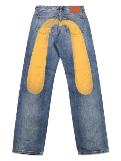画像1: 【送料無料】EVISU DAICOCK PRINTED JEANS YELLOW #2000 MID TONE INDIGO/YELLOW