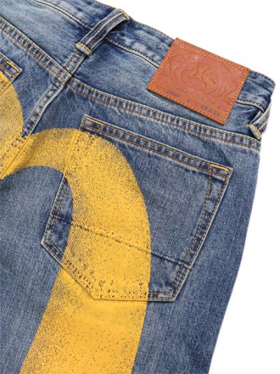 画像5: 【送料無料】EVISU DAICOCK PRINTED JEANS YELLOW #2000 MID TONE INDIGO/YELLOW
